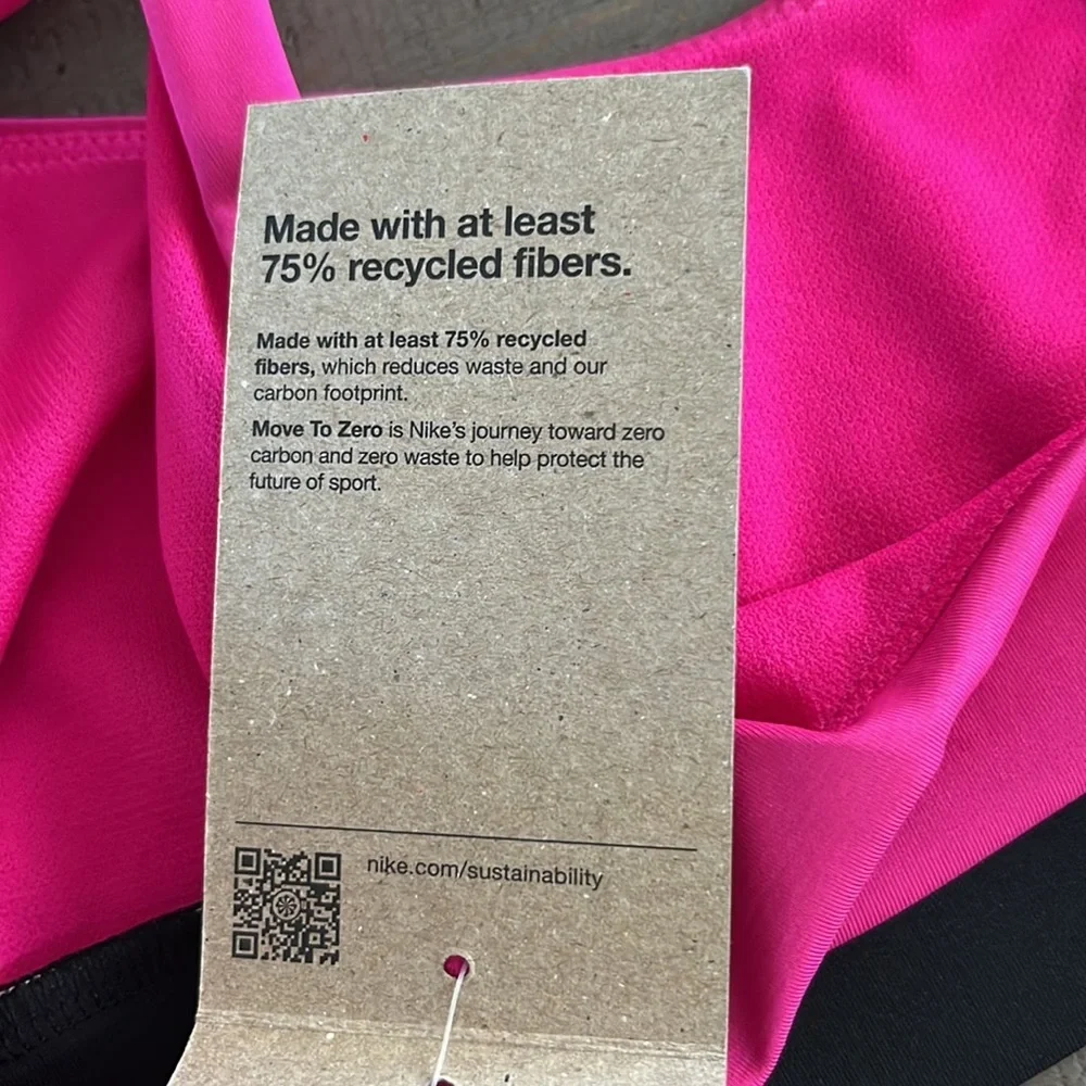 Nike Hot Pink Logo Swim Bikini Top Black Trim NWT
